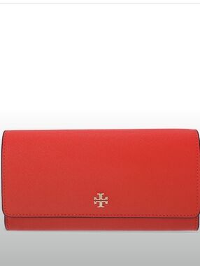 Tory Burch-Robinson Continental Long Snap Wallet-Clutch (Samba ❤️🪸Color)
